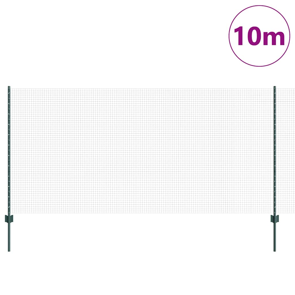 Zaun mit Pfosten Grün 1,2 x 10 m Stahl und PVC