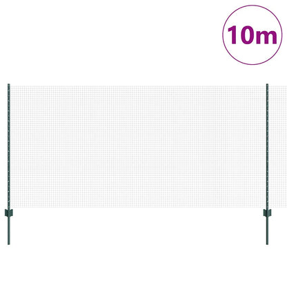 Zaun mit Pfosten Grün 1,2 x 10 m Stahl und PVC