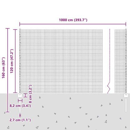 vidaXL Zaun mit Pfosten Grün 1,2 x 10 m Stahl und PVC
