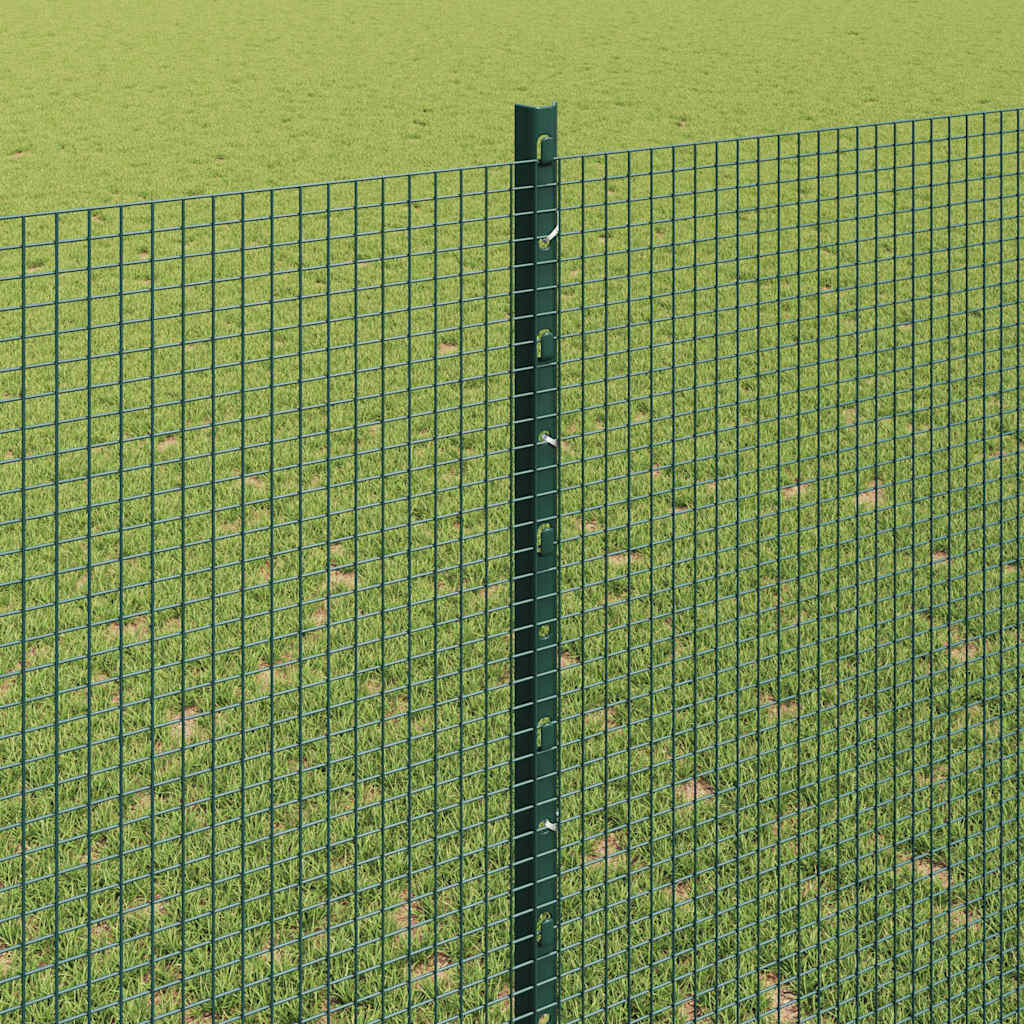 vidaXL Zaun mit Pfosten Grün 1,4 x 10 m Stahl und PVC