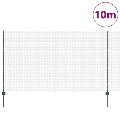 vidaXL Zaun mit Pfosten Grün 1,4 x 10 m Stahl und PVC