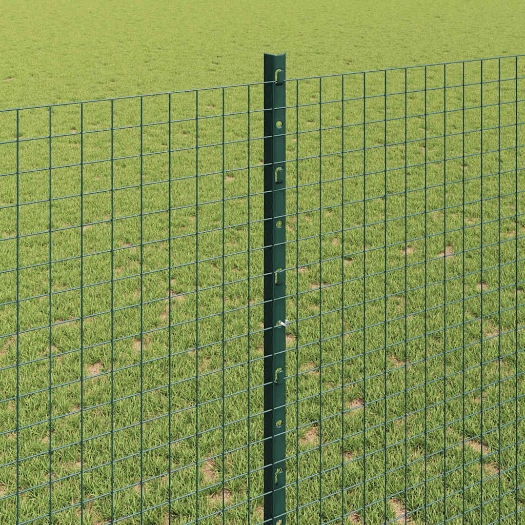 vidaXL Zaun mit Pfosten Grün 1,4 x 10 m Stahl und PVC