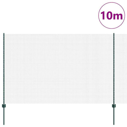 vidaXL Zaun mit Pfosten Grün 1,5 x 10 m Stahl und PVC