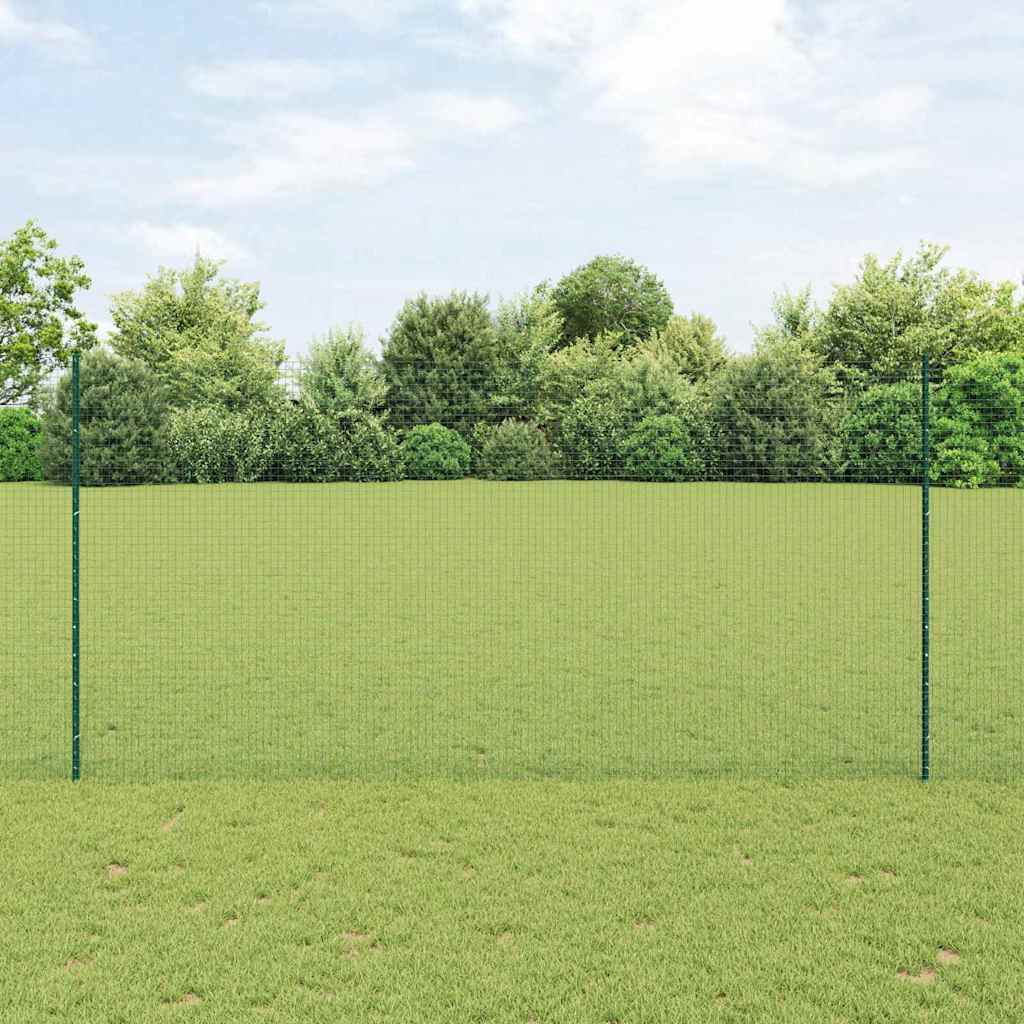 Zaun mit Pfosten Grün 1,6 x 10 m Stahl und PVC