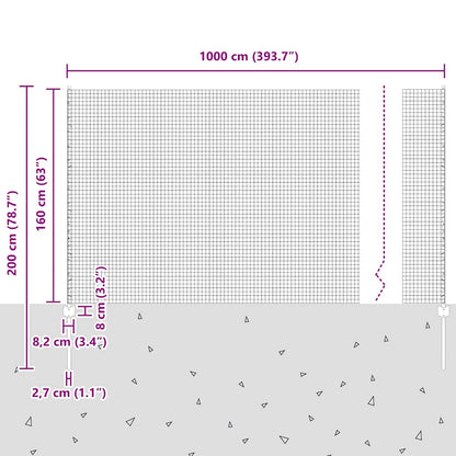 vidaXL Zaun mit Pfosten Grün 1,6 x 10 m Stahl und PVC