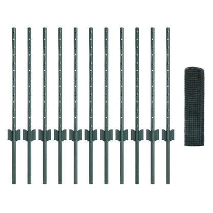 vidaXL Zaun mit Pfosten Grün 0,5 x 25 m Stahl