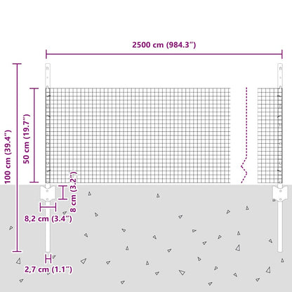 vidaXL Zaun mit Pfosten Grün 0,5 x 25 m Stahl