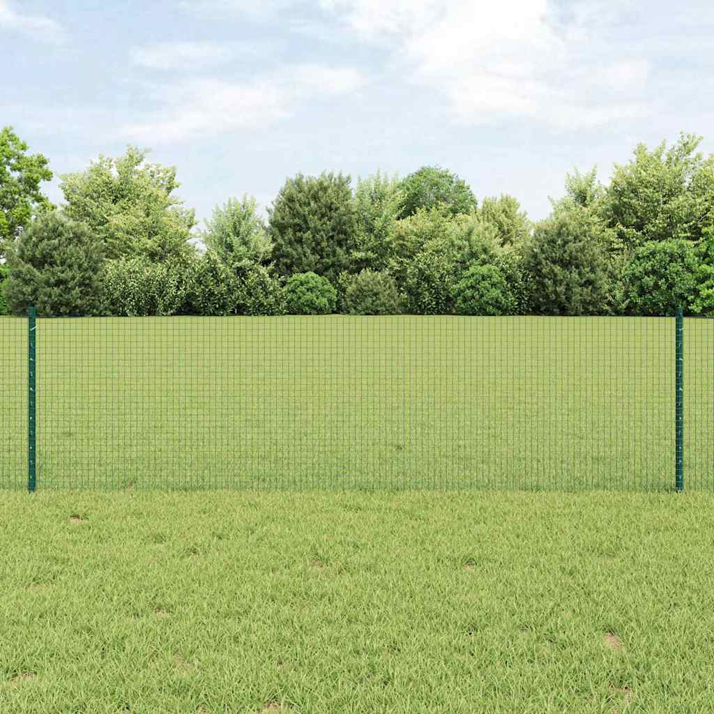 vidaXL Zaun mit Pfosten Grün 0,6 x 25 m Stahl und PVC