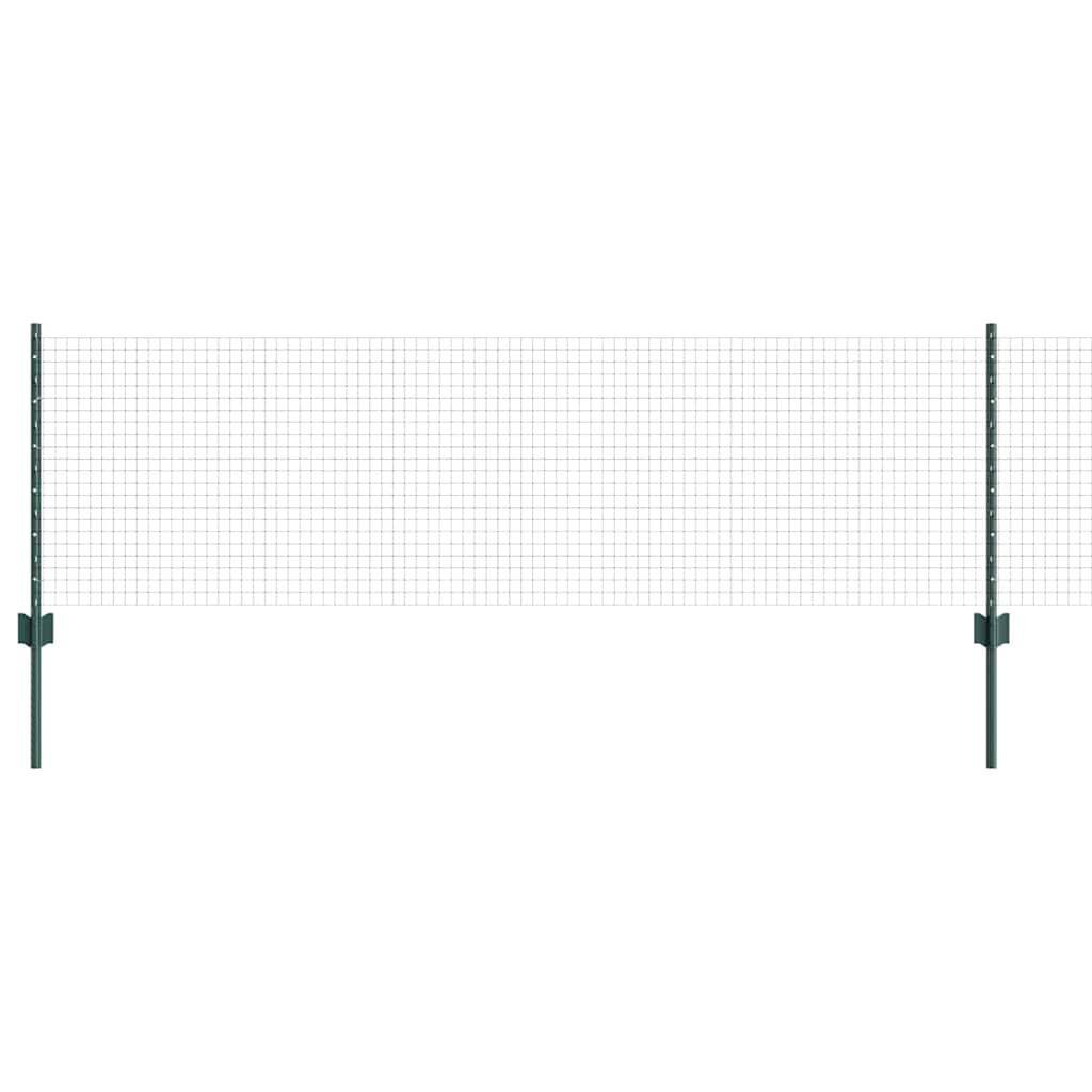 vidaXL Zaun mit Pfosten Grün 0,6 x 25 m Stahl und PVC