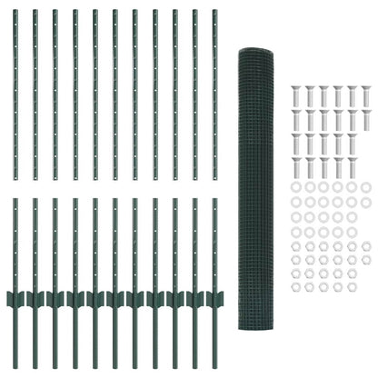 vidaXL Zaun mit Pfosten Grün 1 x 25 m Stahl