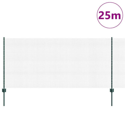 vidaXL Zaun mit Pfosten Grün 1 x 25 m Stahl