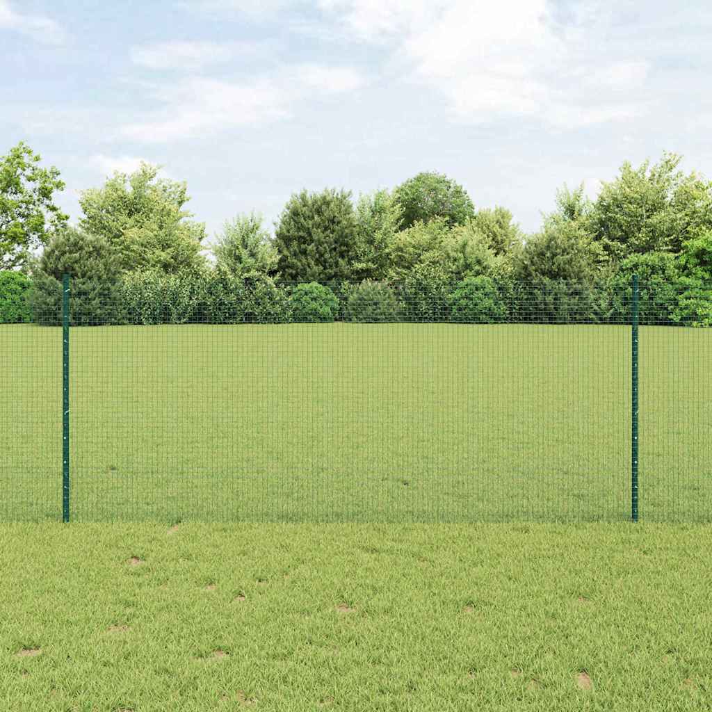 vidaXL Zaun mit Pfosten Grün 1 x 25 m Stahl