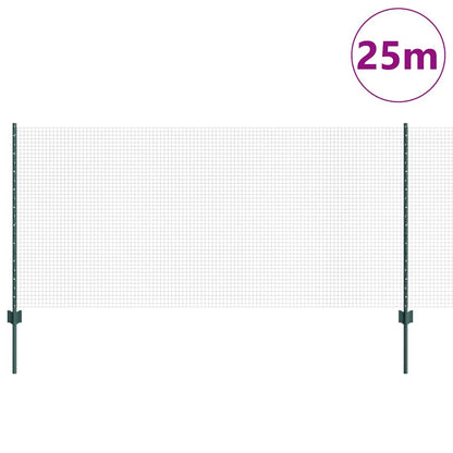vidaXL Zaun mit Pfosten Grün 1 x 25 m Stahl