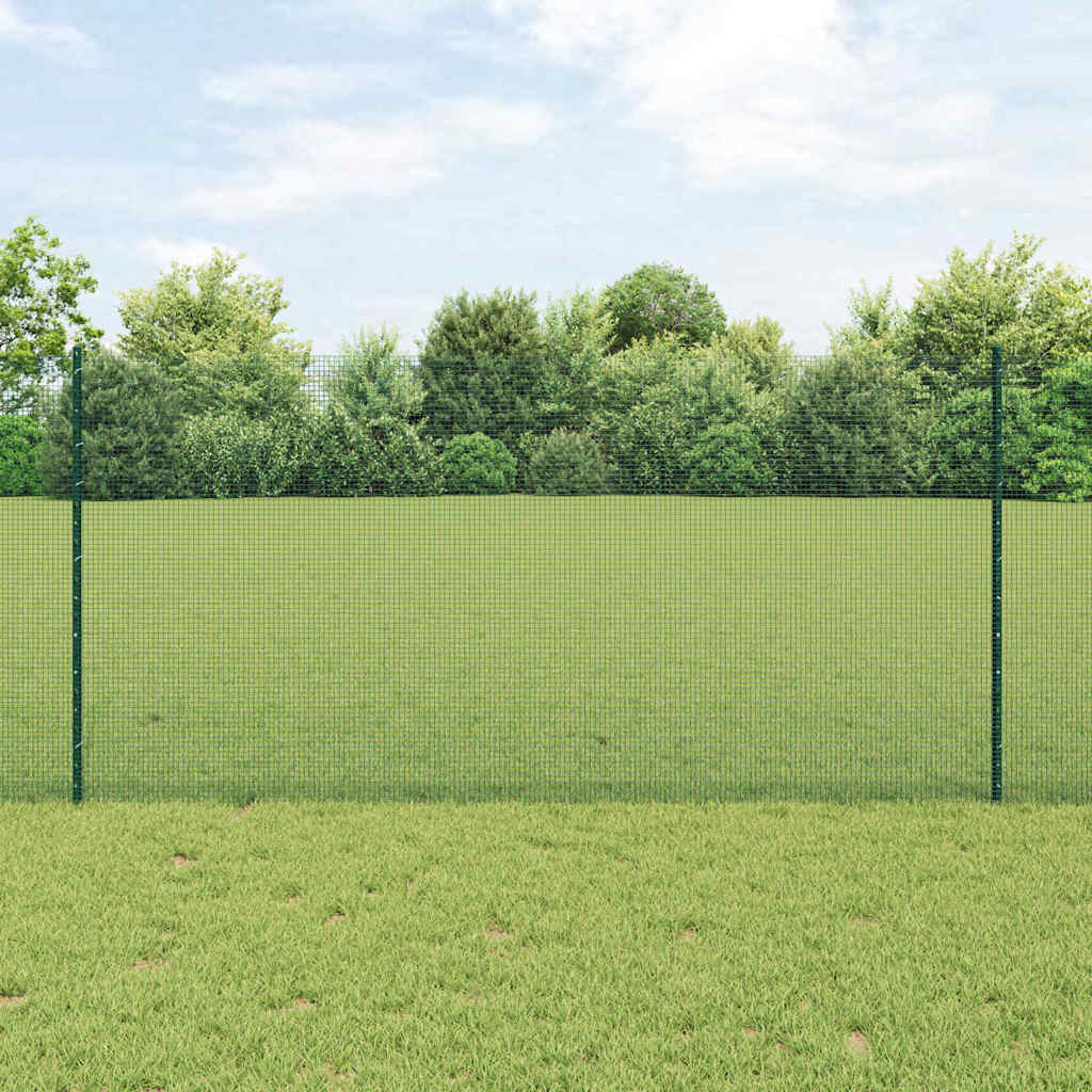 vidaXL Clôture avec Poteaux Vert 1,2 x 25 m Acier et PVC