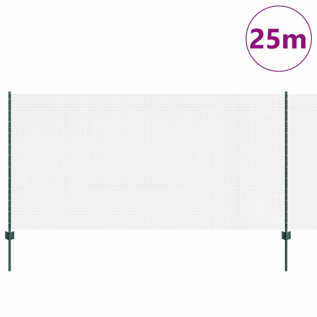 vidaXL Clôture avec Poteaux Vert 1,2 x 25 m Acier et PVC