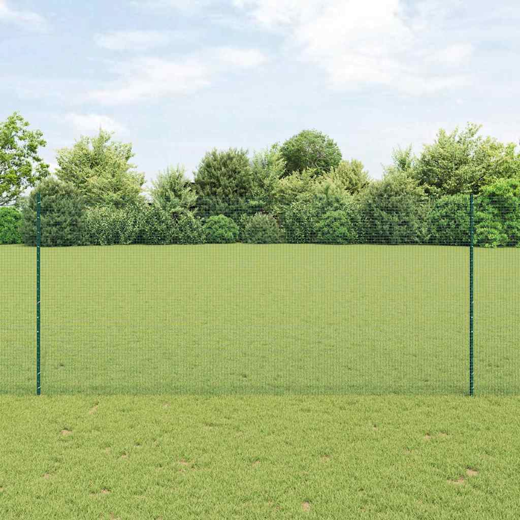 vidaXL Zaun mit Pfosten Grün 1,4 x 25 m Stahl und PVC