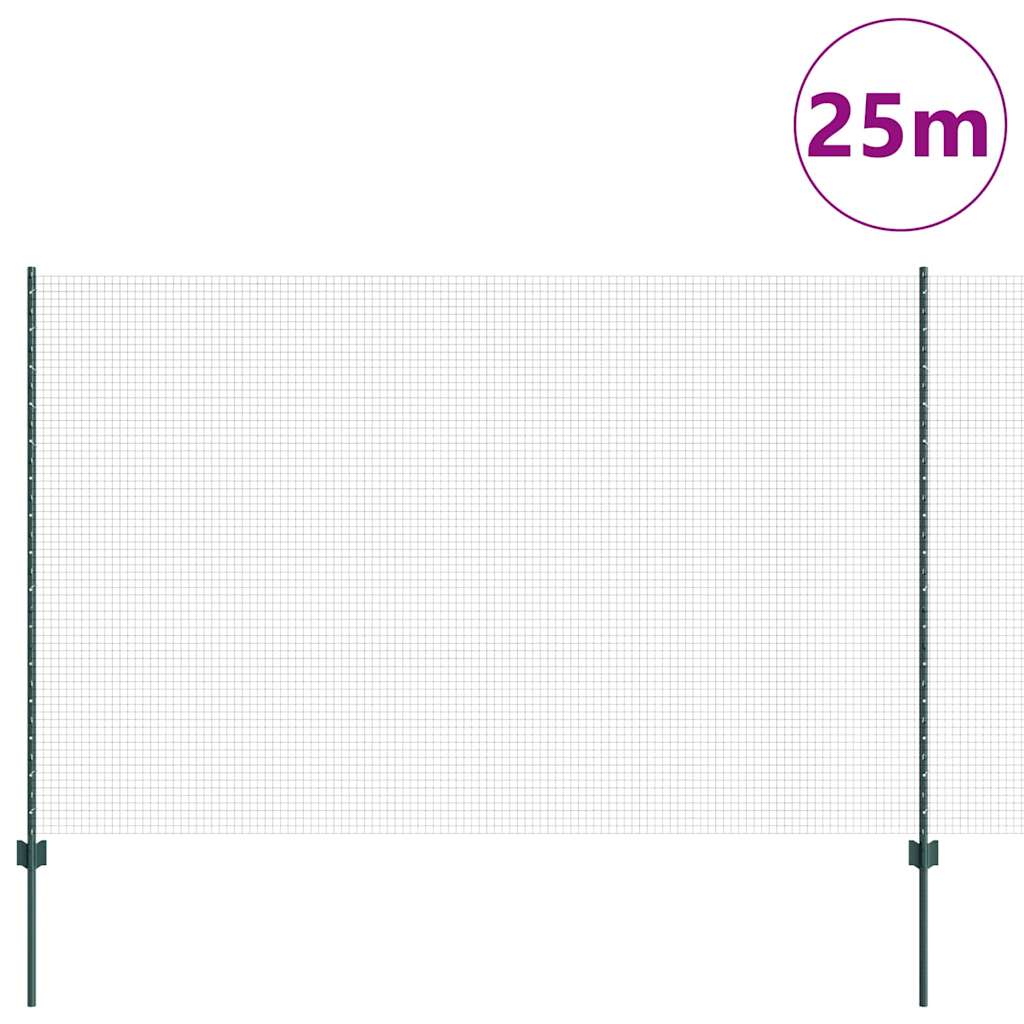 vidaXL Zaun mit Pfosten Grün 1,5 x 25 m Stahl