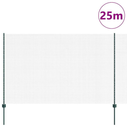 vidaXL Zaun mit Pfosten Grün 1,5 x 25 m Stahl