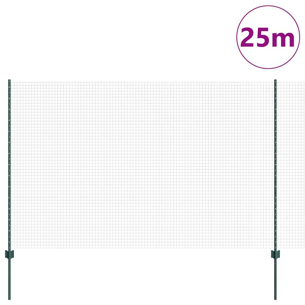 vidaXL Zaun mit Pfosten Grün 1,5 x 25 m Stahl