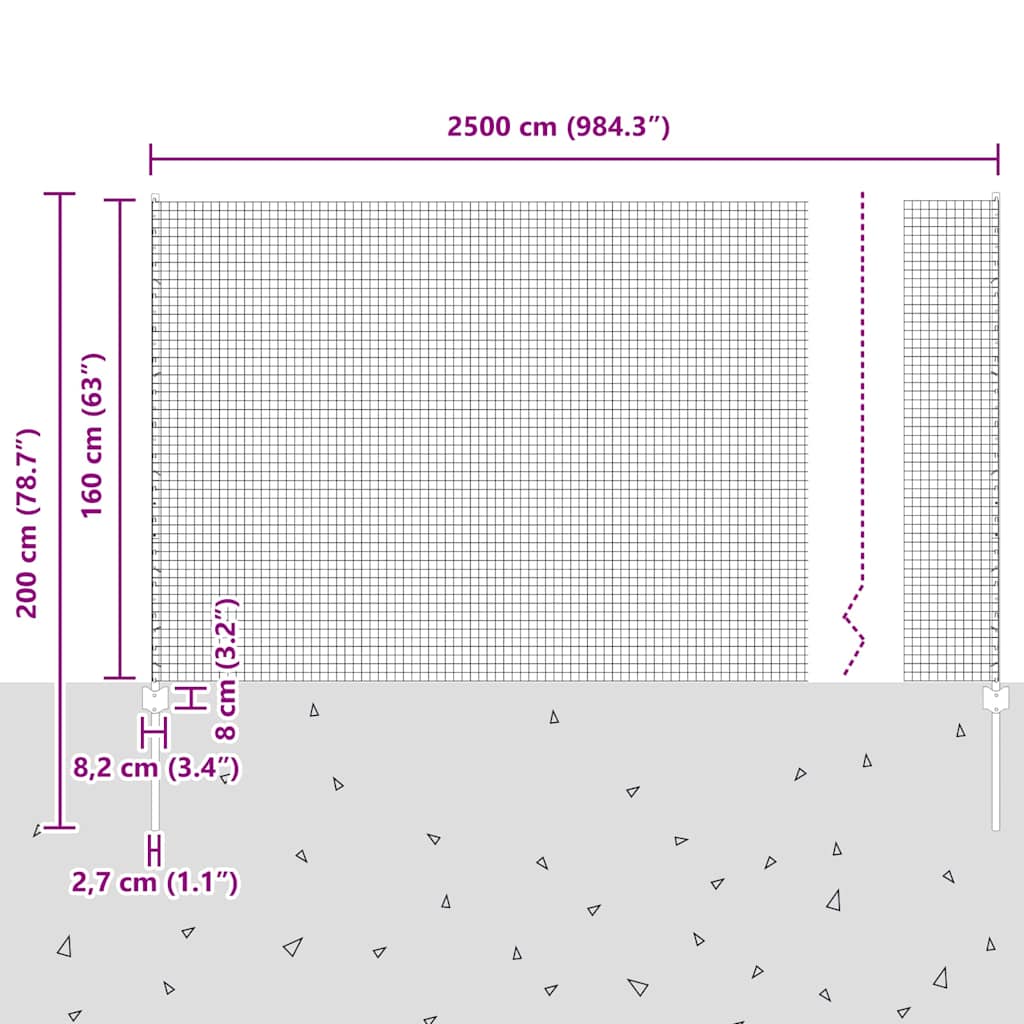 vidaXL Zaun mit Pfosten Grün 1.6 x 25 m Stahl und PVC