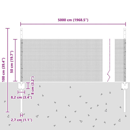 vidaXL Clôture avec poteaux Vert 0,5 x 50 m Acier et PVC