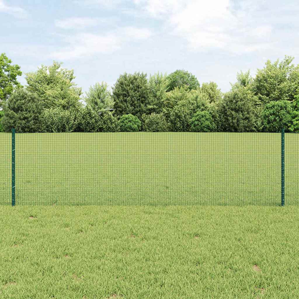 vidaXL Zaun mit Pfosten Grün 0,6 x 50 m Stahl und PVC