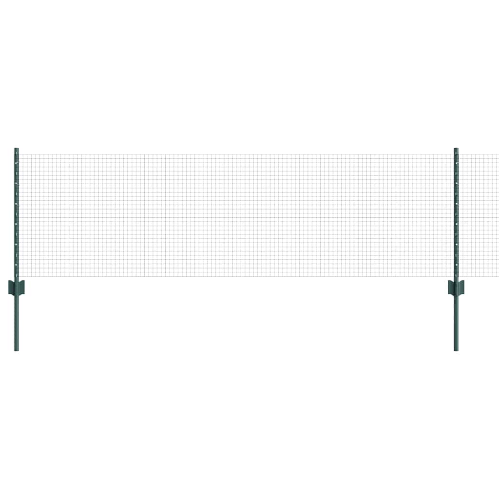 vidaXL Zaun mit Pfosten Grün 0,6 x 50 m Stahl und PVC