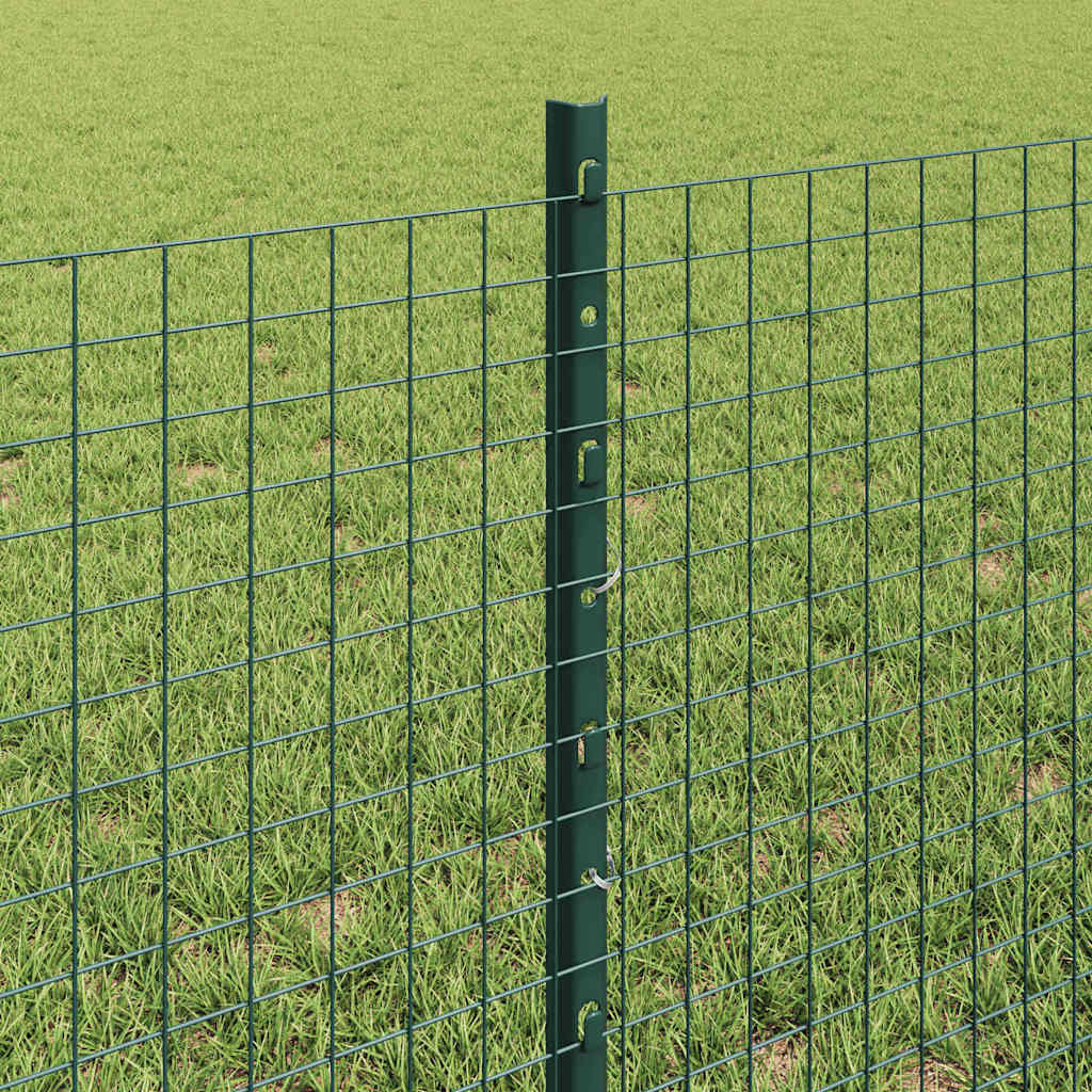 vidaXL Zaun mit Pfosten Grün 0,6 x 50 m Stahl und PVC