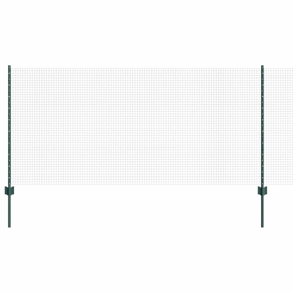 Zaun mit Pfosten Grün 1 x 50 m Stahl und PVC