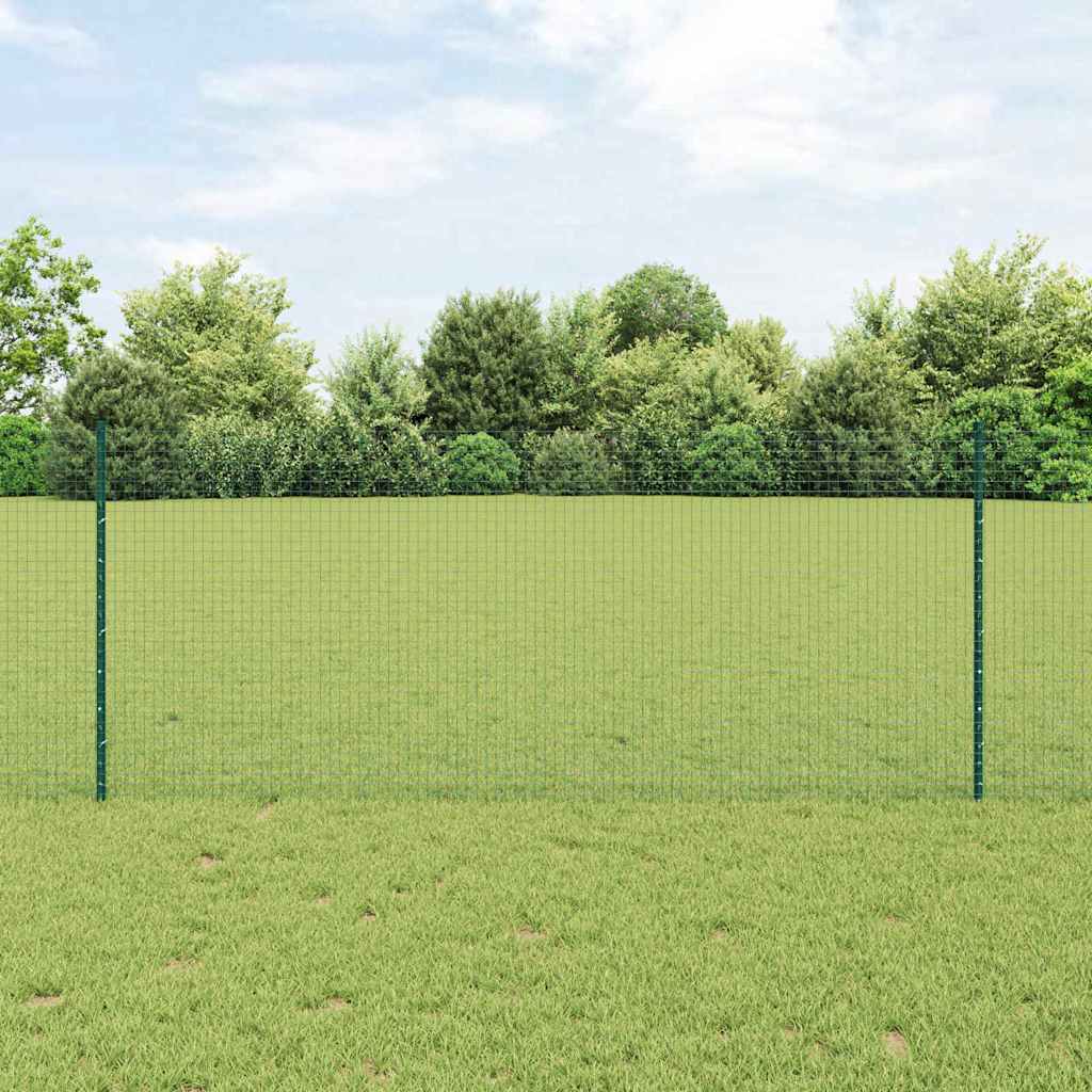 vidaXL Zaun mit Pfosten Grün 1 x 50 m Stahl und PVC