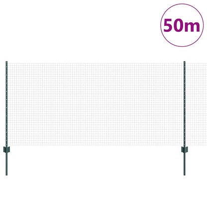 vidaXL Zaun mit Pfosten Grün 1 x 50 m Stahl und PVC