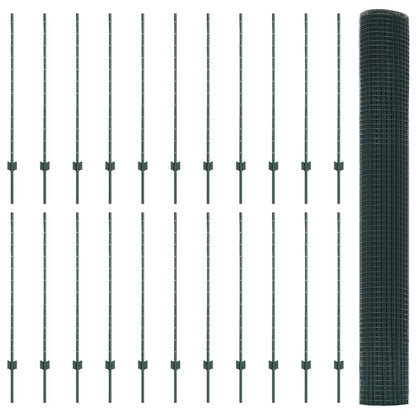 vidaXL Zaun mit Pfosten Grün 1,2 x 50 m Stahl und PVC