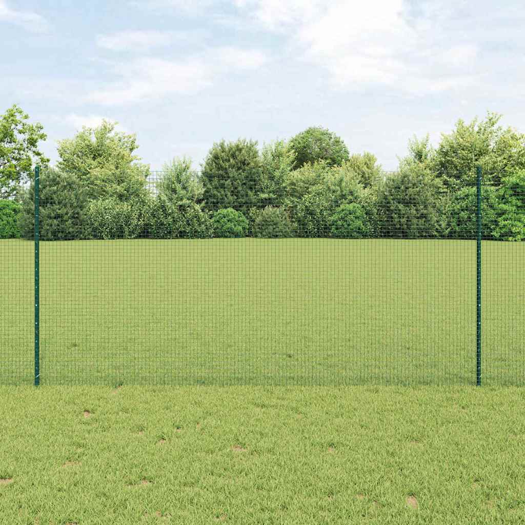 Zaun mit Pfosten Grün 1,2 x 50 m Stahl und PVC
