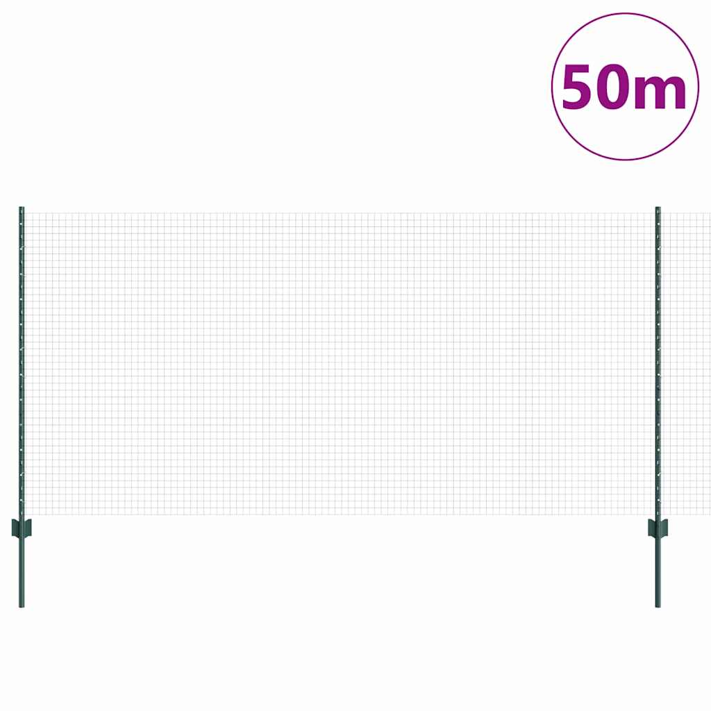 vidaXL Zaun mit Pfosten Grün 1,2 x 50 m Stahl und PVC