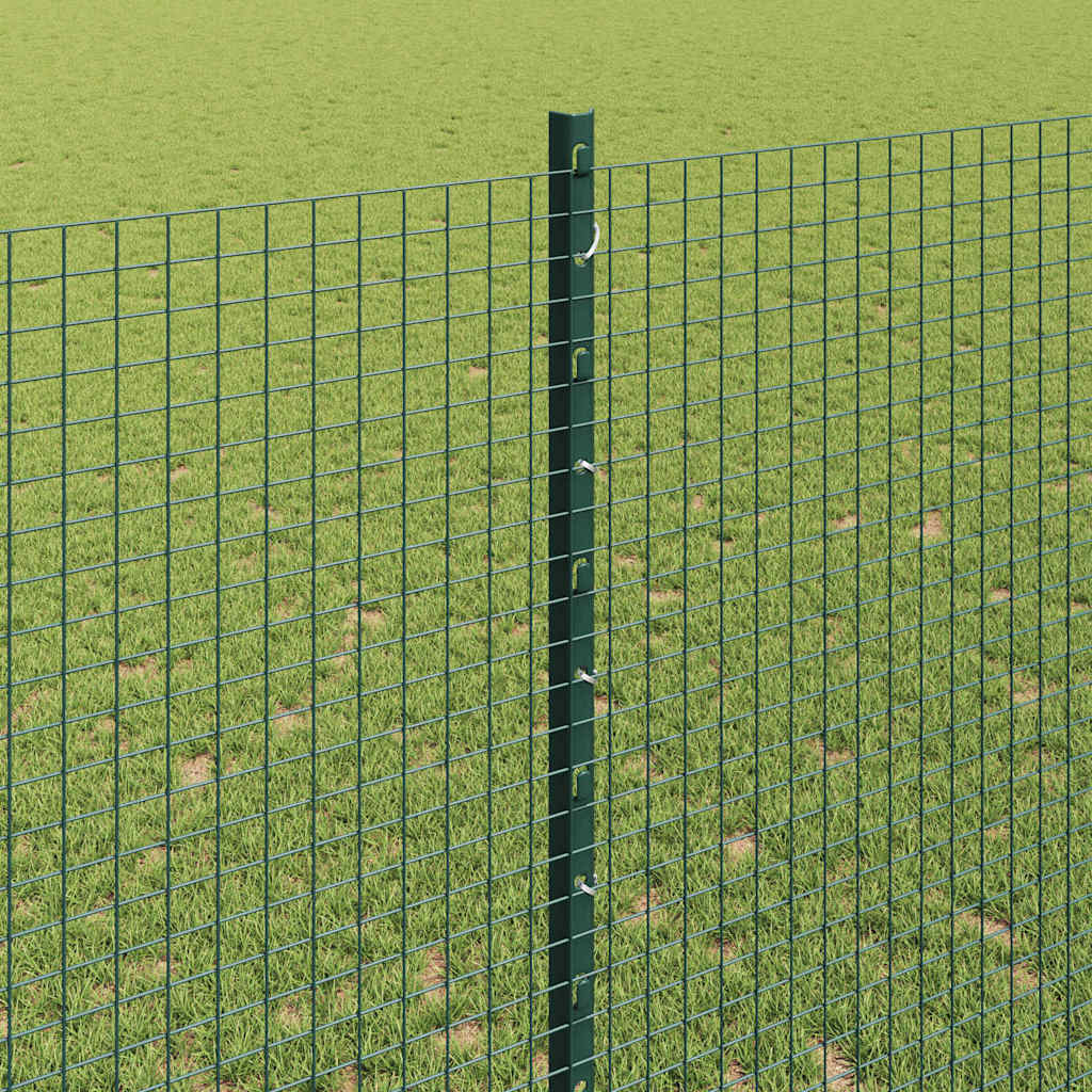 vidaXL Zaun mit Pfosten Grün 1,4 x 50 m Stahl und PVC