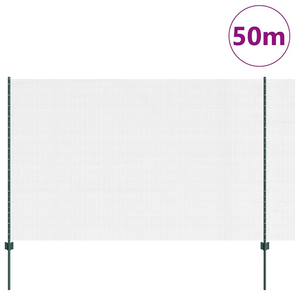 vidaXL Clôture avec poteaux vert 1,5 x 50 m acier et PVC