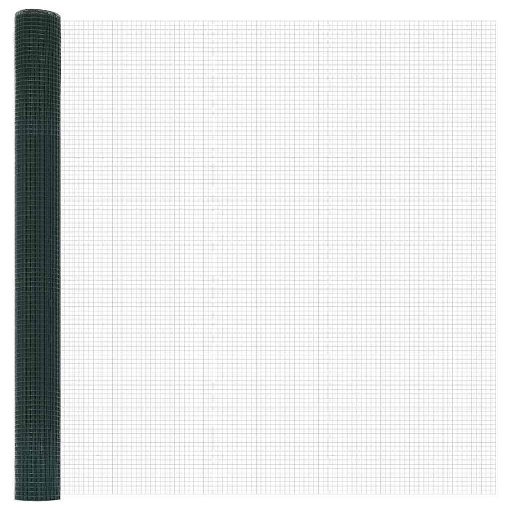 vidaXL Clôture avec poteaux Vert 1,5 x 50 m Acier et PVC