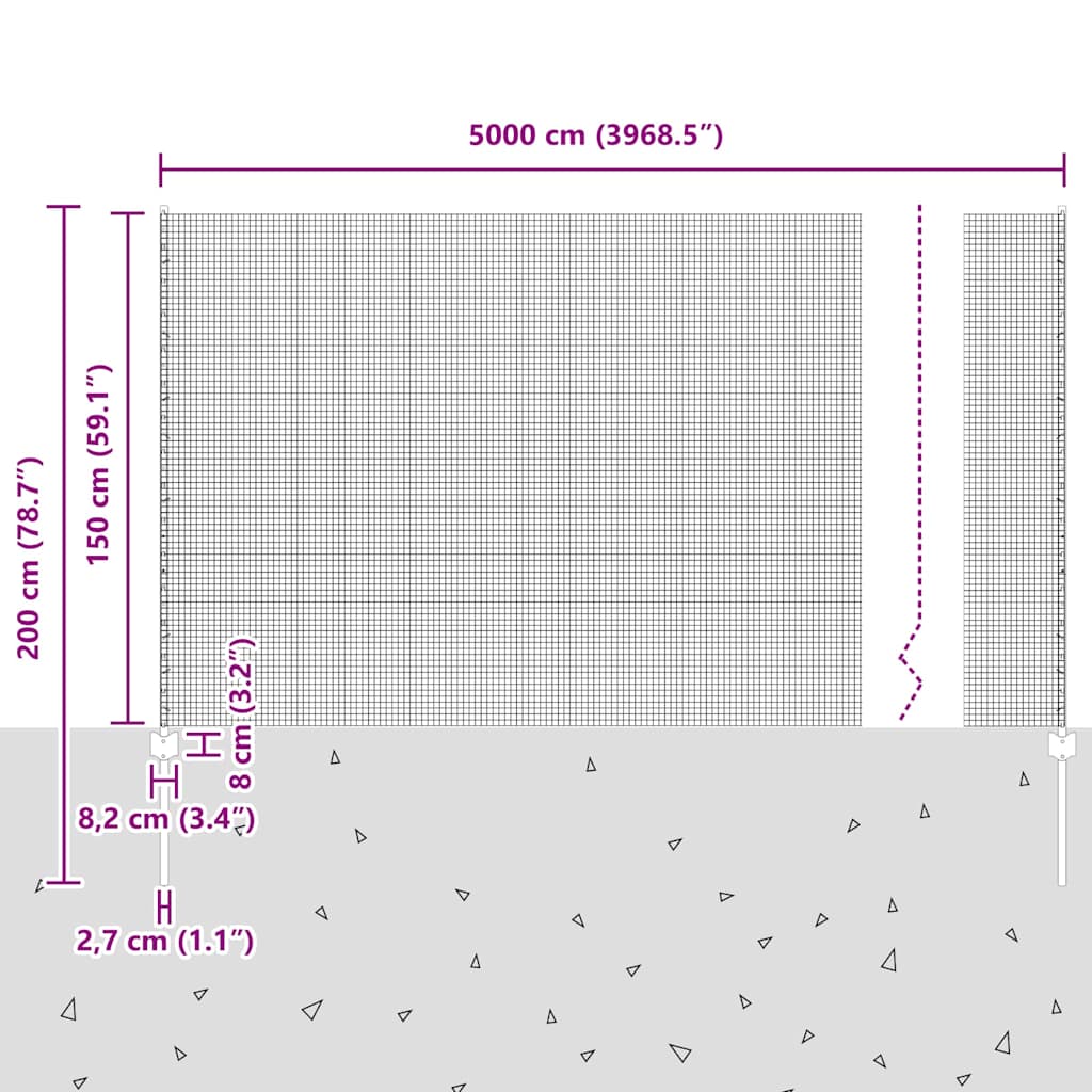 vidaXL Clôture avec poteaux Vert 1,5 x 50 m Acier et PVC