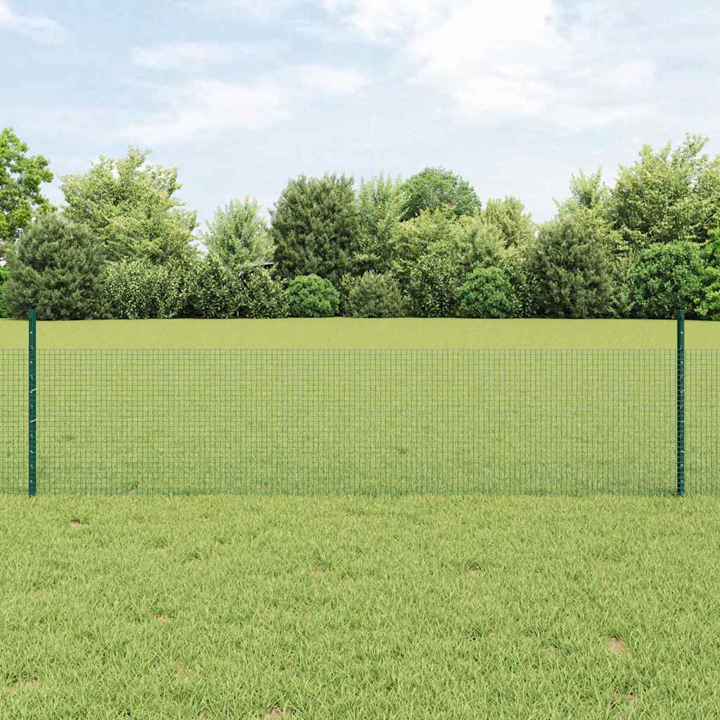 vidaXL Zaun mit Pfosten Grün 0,5 x 100 m Stahl und PVC