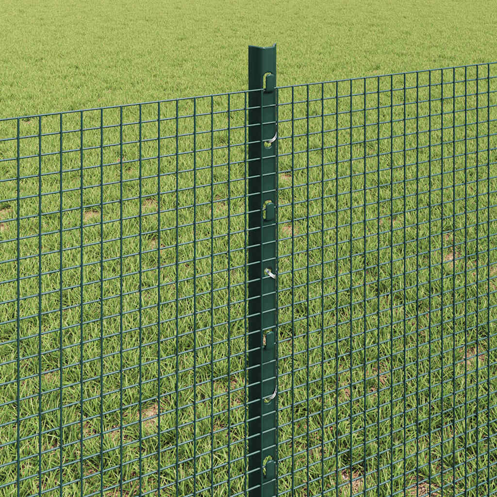 vidaXL Zaun mit Pfosten Grün 0,6 x 100 m Stahl und PVC