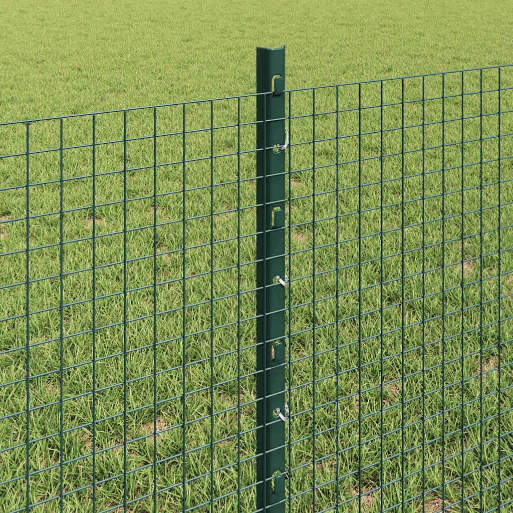 vidaXL Zaun mit Pfosten Grün 0,6 x 100 m Stahl und PVC