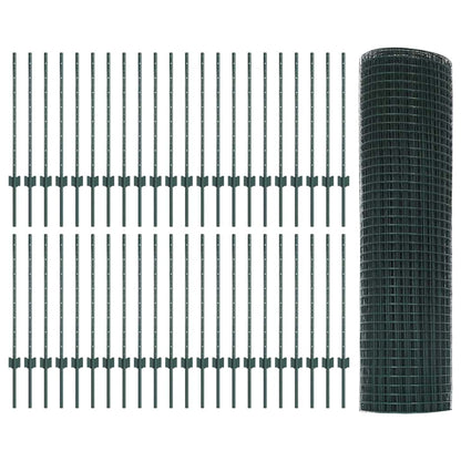 vidaXL Clôture avec piquets vert 0,8 x 100 m Acier et PVC