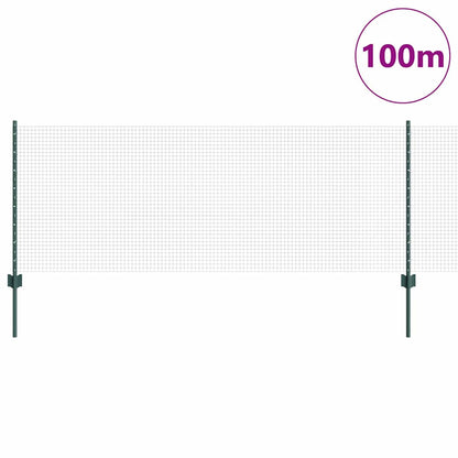 vidaXL Zaun mit Pfosten Grün 0,8 x 100 m Stahl und PVC