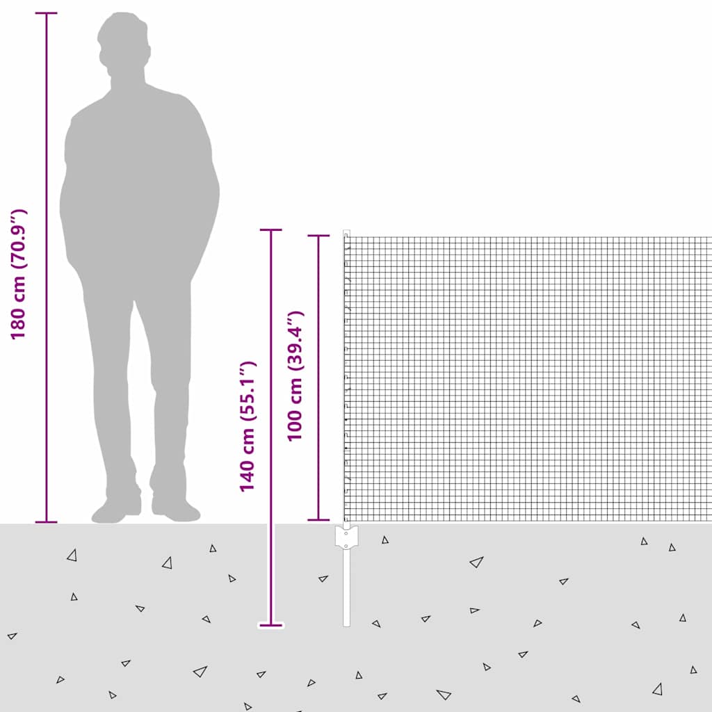 vidaXL Zaun mit Pfosten Grün 1 x 100 m Stahl und PVC