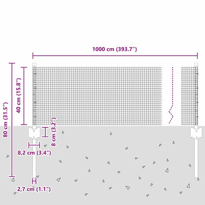 vidaXL Clôture avec poteaux gris 0,4 x 10 m Acier et PVC