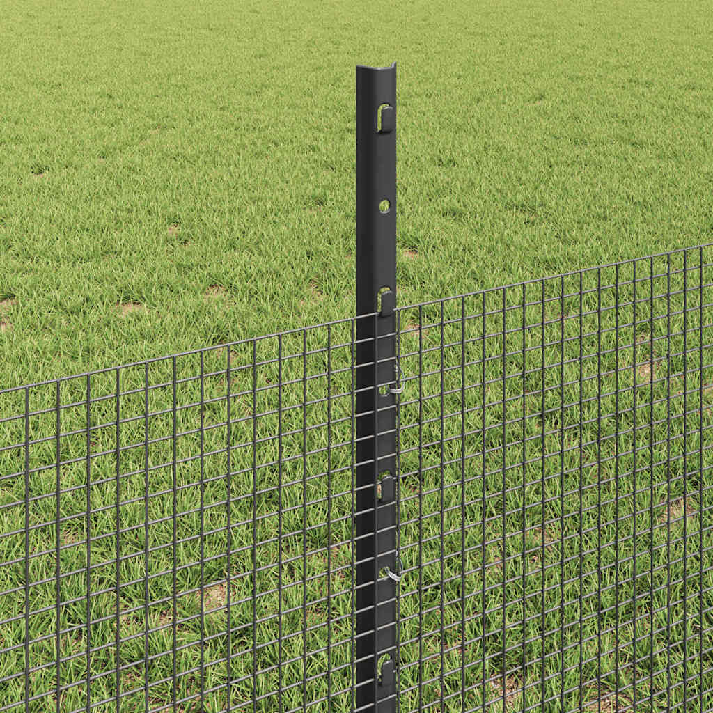 vidaXL Zaun mit Pfosten Grau 0,5 x 10 m Stahl