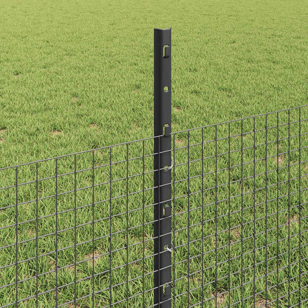 vidaXL Zaun mit Pfosten Grau 0,5 x 10 m Stahl