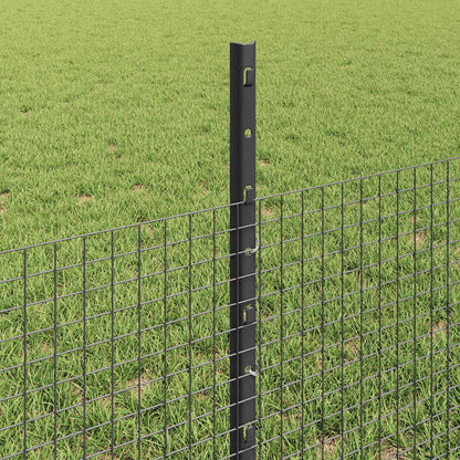 vidaXL Zaun mit Pfosten Grau 0,5 x 10 m Stahl