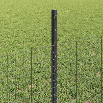 vidaXL Zaun mit Pfosten Grau 0,5 x 10 m Stahl