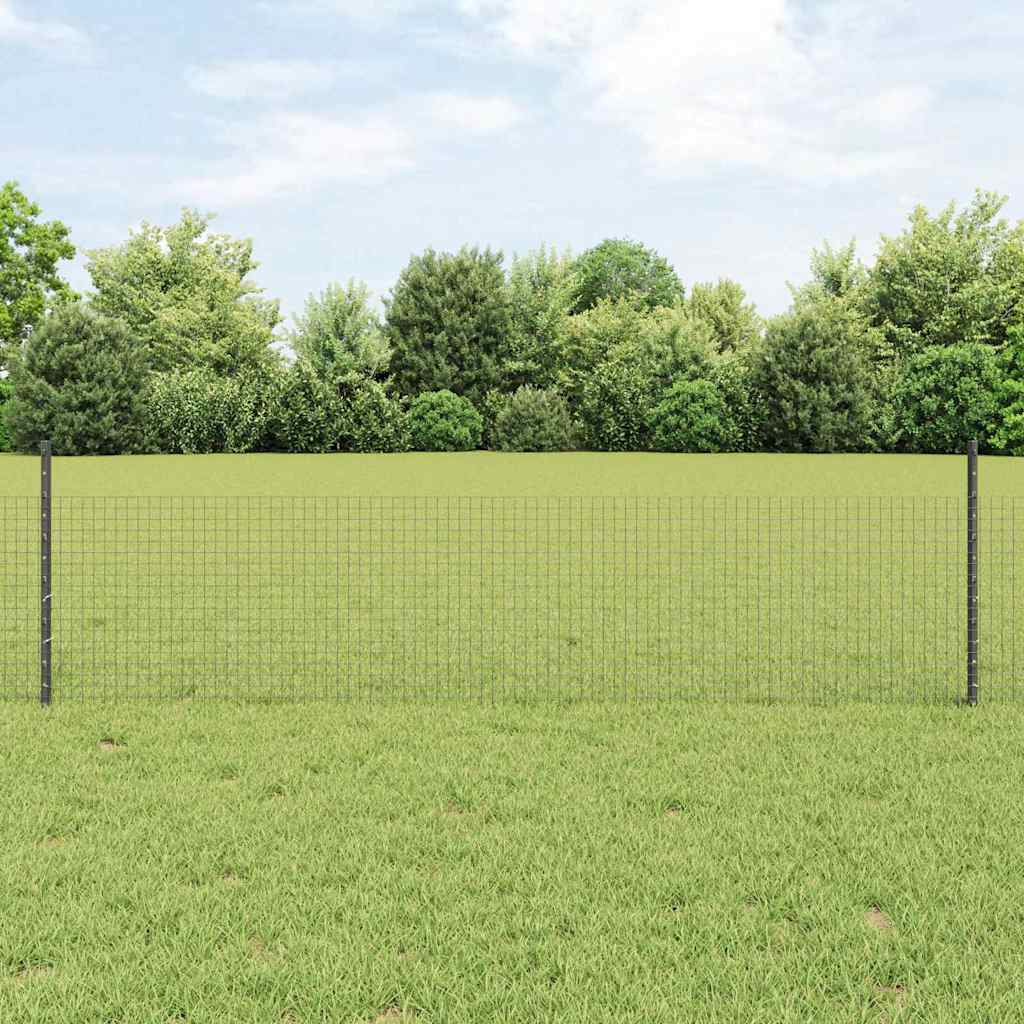 vidaXL Zaun mit Pfosten Grau 0,5 x 10 m Stahl